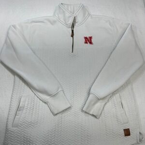 Pressbox Nebraska Cornhuskers White Quilted Quarter Zip Pullover Womens 2XL